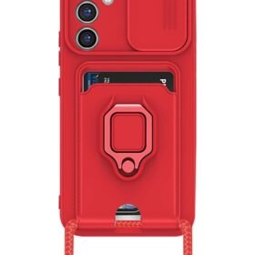 Samsung Galaxy A24 4G Kılıf Zuma Kartvizitli Yüzüklü Silikon - Kırmızı-(5796)