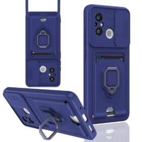 Xiaomi Redmi 12C Kılıf Zuma Kartvizitli Yüzüklü Silikon - Lacivert-(5796)