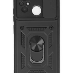 Xiaomi Redmi 12C Kılıf Pars Lens Yüzüklü Silikon - Siyah-(5796)