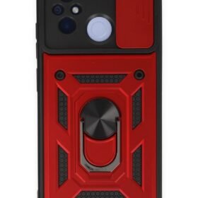 Xiaomi Redmi 12C Kılıf Pars Lens Yüzüklü Silikon - Kırmızı-(5796)