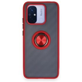 Xiaomi Redmi 12C Kılıf Montreal Yüzüklü Silikon Kapak - Kırmızı-(5796)