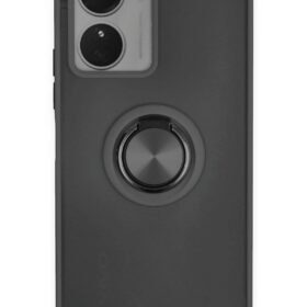 Vivo Y16 Kılıf Montreal Yüzüklü Silikon Kapak - Siyah-(5796)