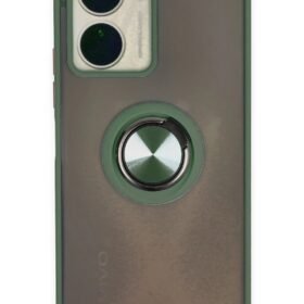 Vivo Y16 Kılıf Montreal Yüzüklü Silikon Kapak - Yeşil-(5796)