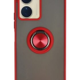 Vivo Y16 Kılıf Montreal Yüzüklü Silikon Kapak - Kırmızı-(5796)