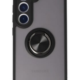 Samsung Galaxy S23 Kılıf Montreal Yüzüklü Silikon Kapak - Siyah-(5796)