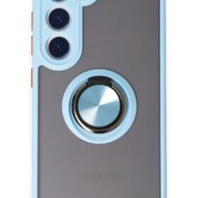 Samsung Galaxy S23 Kılıf Montreal Yüzüklü Silikon Kapak - Buz Mavi-(5796)