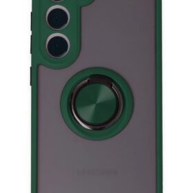 Samsung Galaxy S23 Kılıf Montreal Yüzüklü Silikon Kapak - Yeşil-(5796)