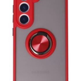 Samsung Galaxy S23 Kılıf Montreal Yüzüklü Silikon Kapak - Kırmızı-(5796)