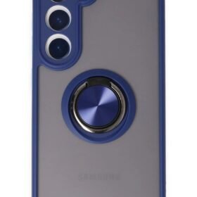 Samsung Galaxy S23 Kılıf Montreal Yüzüklü Silikon Kapak - Lacivert-(5796)