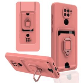 Xiaomi Redmi Note 9 Kılıf Zuma Kartvizitli Yüzüklü Silikon - Pembe-(5796)