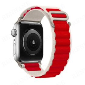 Apple Watch 42mm Mountain Kordon - Beyaz-Kırmızı-(5796)