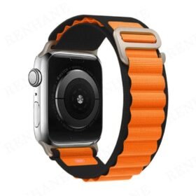 Apple Watch Ultra 49mm Mountain Kordon - Siyah-Turuncu-(5796)