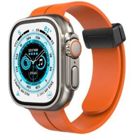 Apple Watch 38mm KR412 Elegance Stylısh Kordon - Turuncu-(5796)
