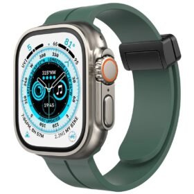 Apple Watch 38mm KR412 Elegance Stylısh Kordon - Koyu Yeşil-(5796)