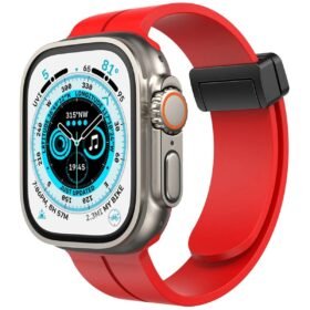 Apple Watch 42mm KR412 Elegance Stylısh Kordon - Kırmızı-(5796)