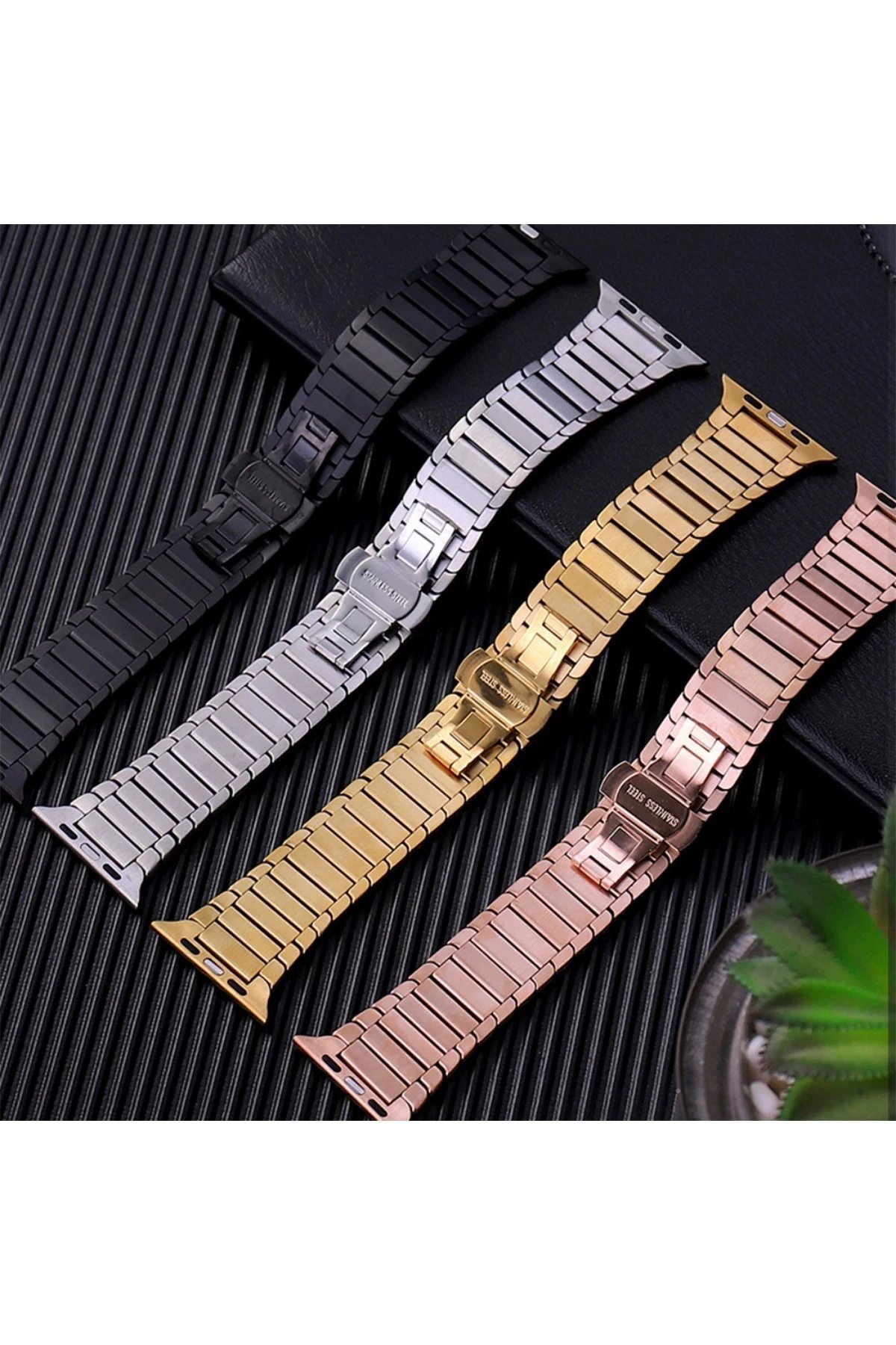 Apple Watch 38mm KR413 Fine Steel Kordon - Siyah-(5796) - Görsel 2