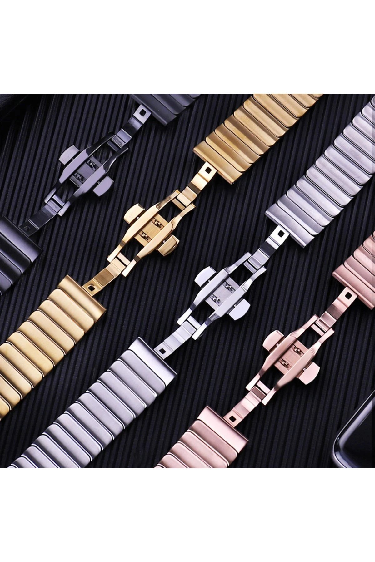 Apple Watch 38mm KR413 Fine Steel Kordon - Siyah-(5796) - Görsel 3
