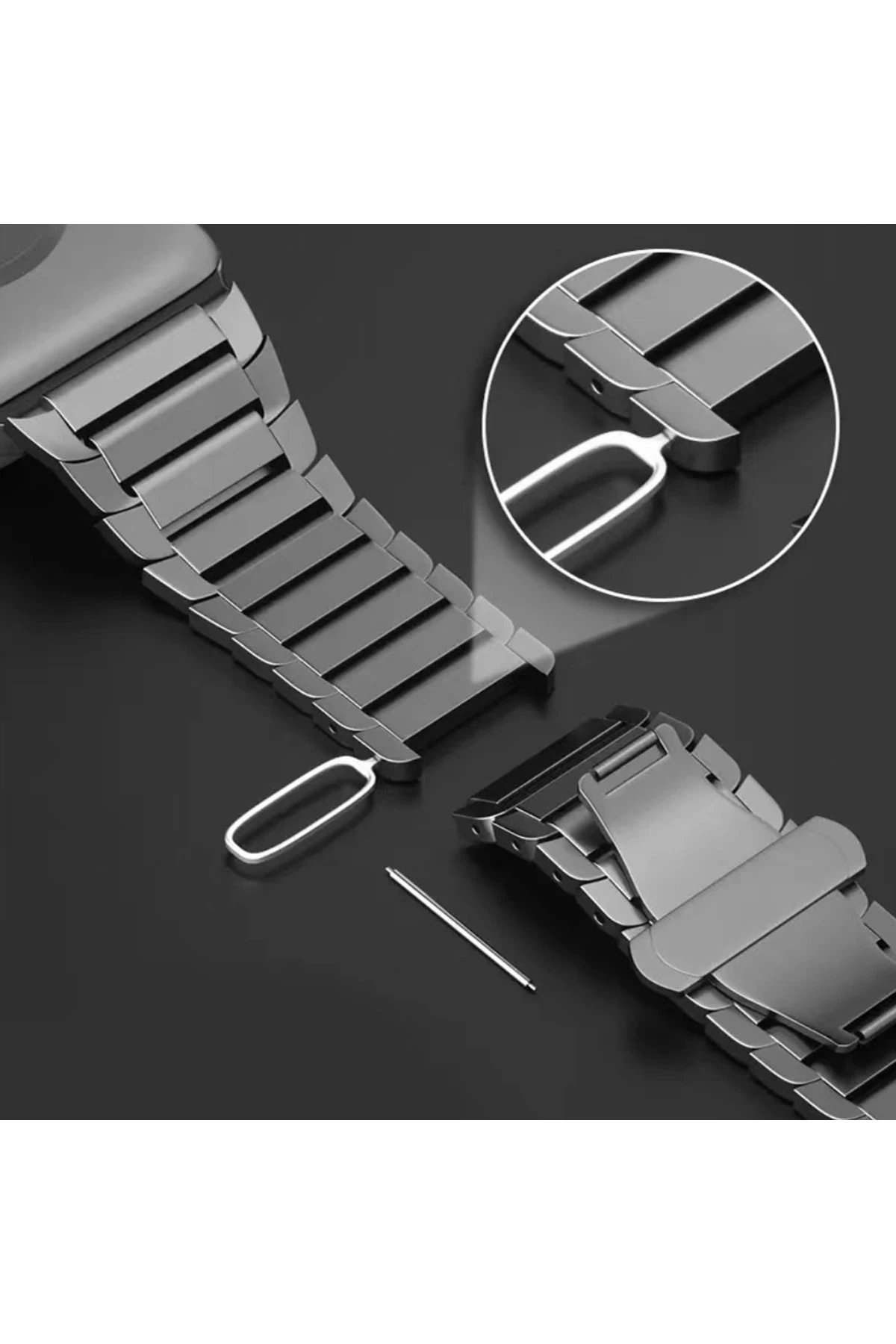 Apple Watch 38mm KR413 Fine Steel Kordon - Siyah-(5796) - Görsel 4