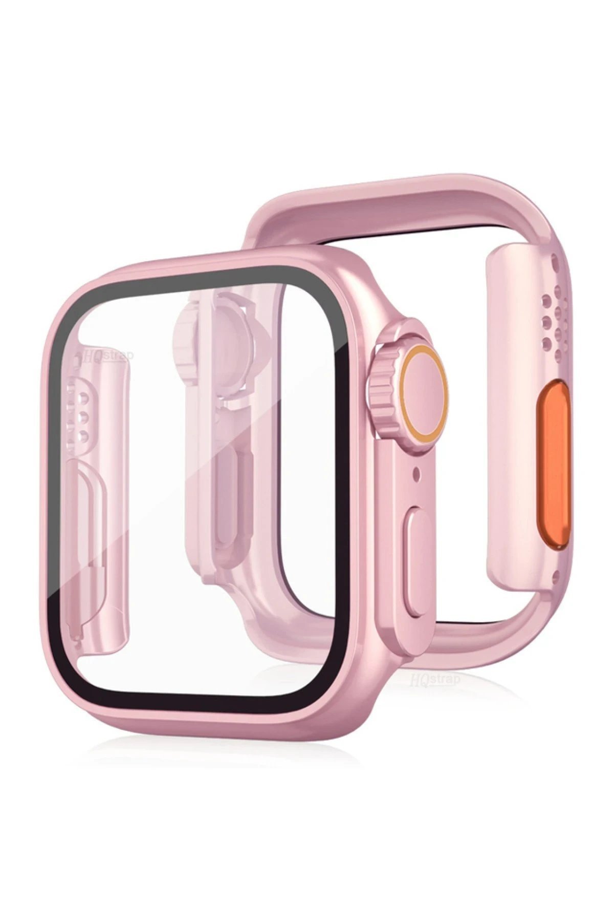 Apple Watch 45mm Watch 49mm Kasa Dönüştürücü ve Ekran Koruyucu - Rose Gold-(5796)