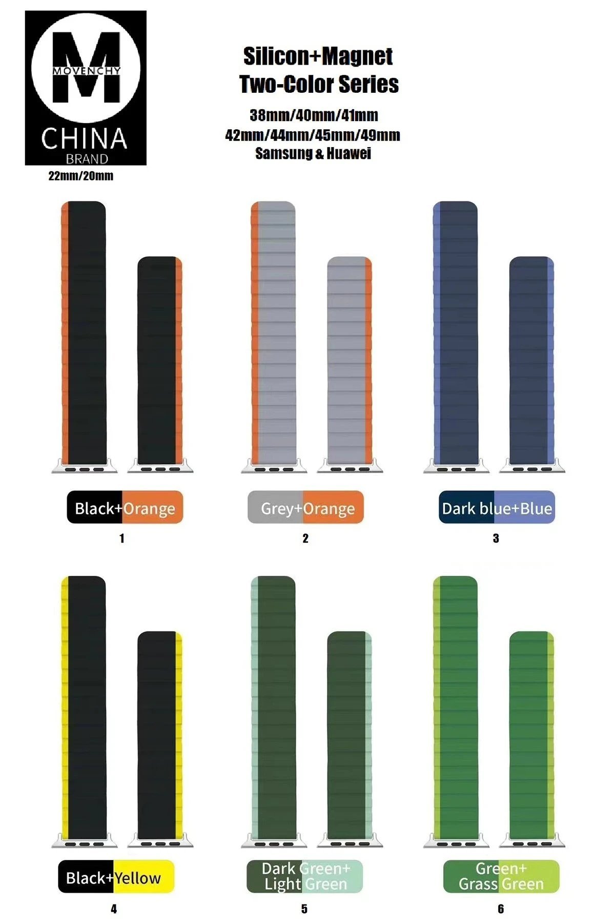 Apple Watch 42mm MO-WB1 Çift Renk Mıknatıslı Silikon Kordon - Koyu Yeşil-Açık Yeşil-(5796) - Görsel 4