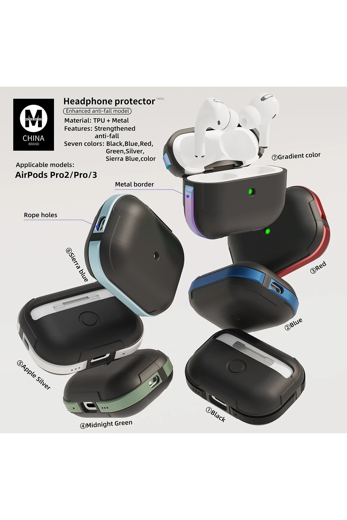Airpods 3 (3.nesil) MO-A8 Armor Kılıf - Gümüş-(5796) - Görsel 2