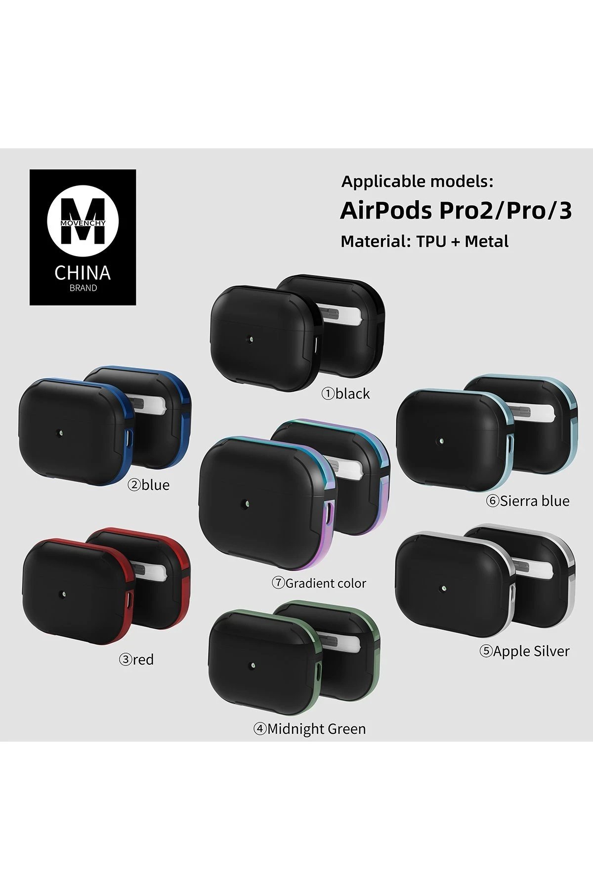 Airpods 3 (3.nesil) MO-A8 Armor Kılıf - Gümüş-(5796) - Görsel 3