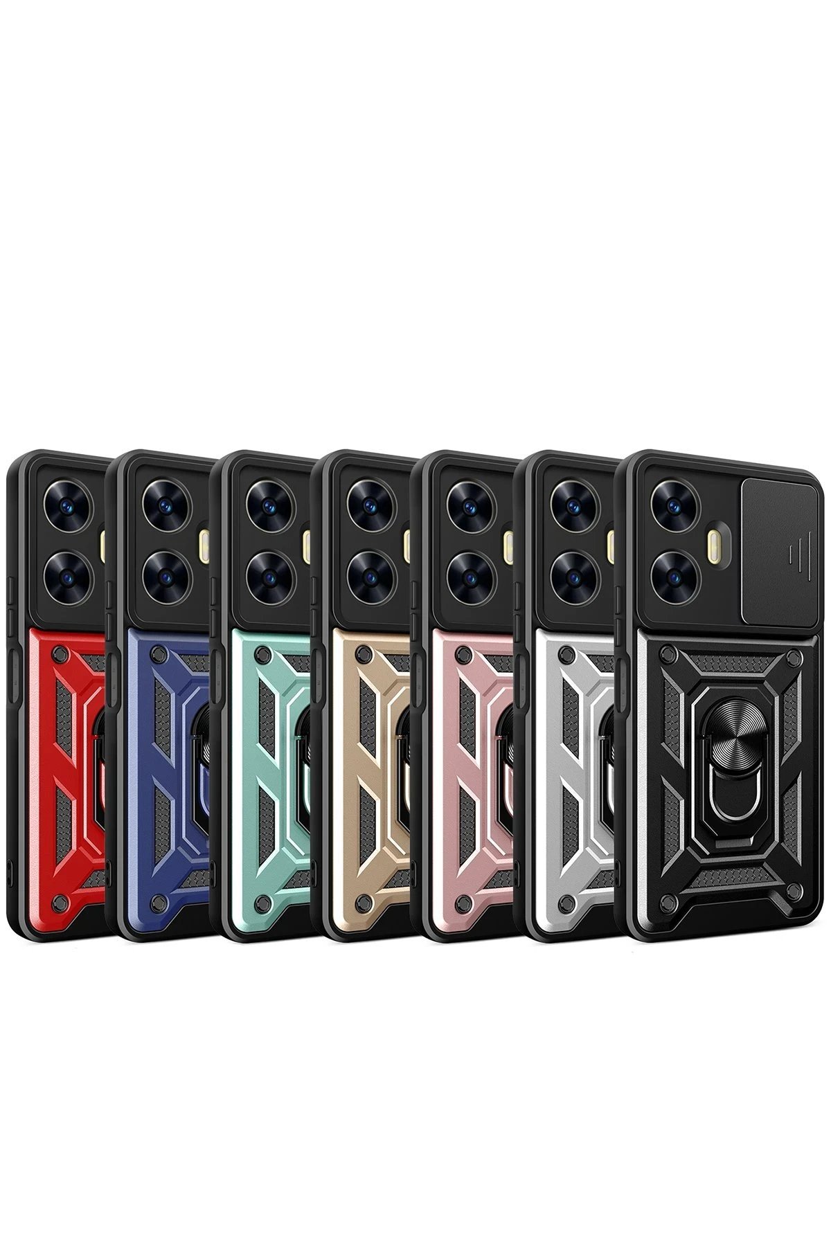 Realme C55 Kılıf Pars Lens Yüzüklü Silikon - Siyah-(5796) - Görsel 2