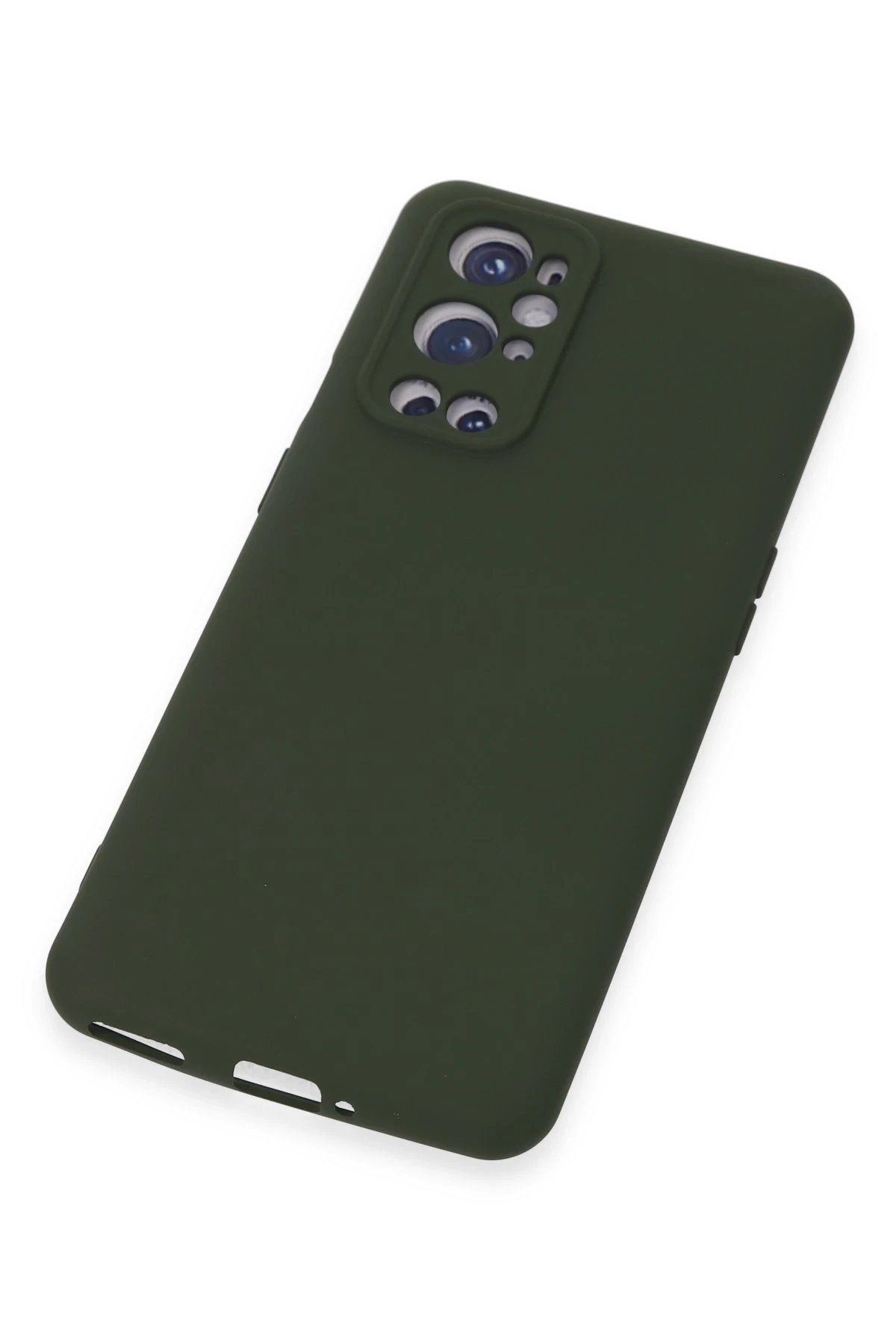 One Plus 9 Pro Kılıf Nano içi Kadife Silikon - Koyu Yeşil-(5796) - Görsel 4