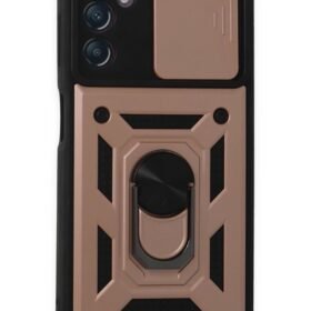 Samsung Galaxy A14 4G Kılıf Pars Lens Yüzüklü Silikon - Rose Gold-(5796)