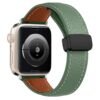 Apple Watch 42mm KR414 Daks Deri Kordon - Koyu Yeşil-(5796)