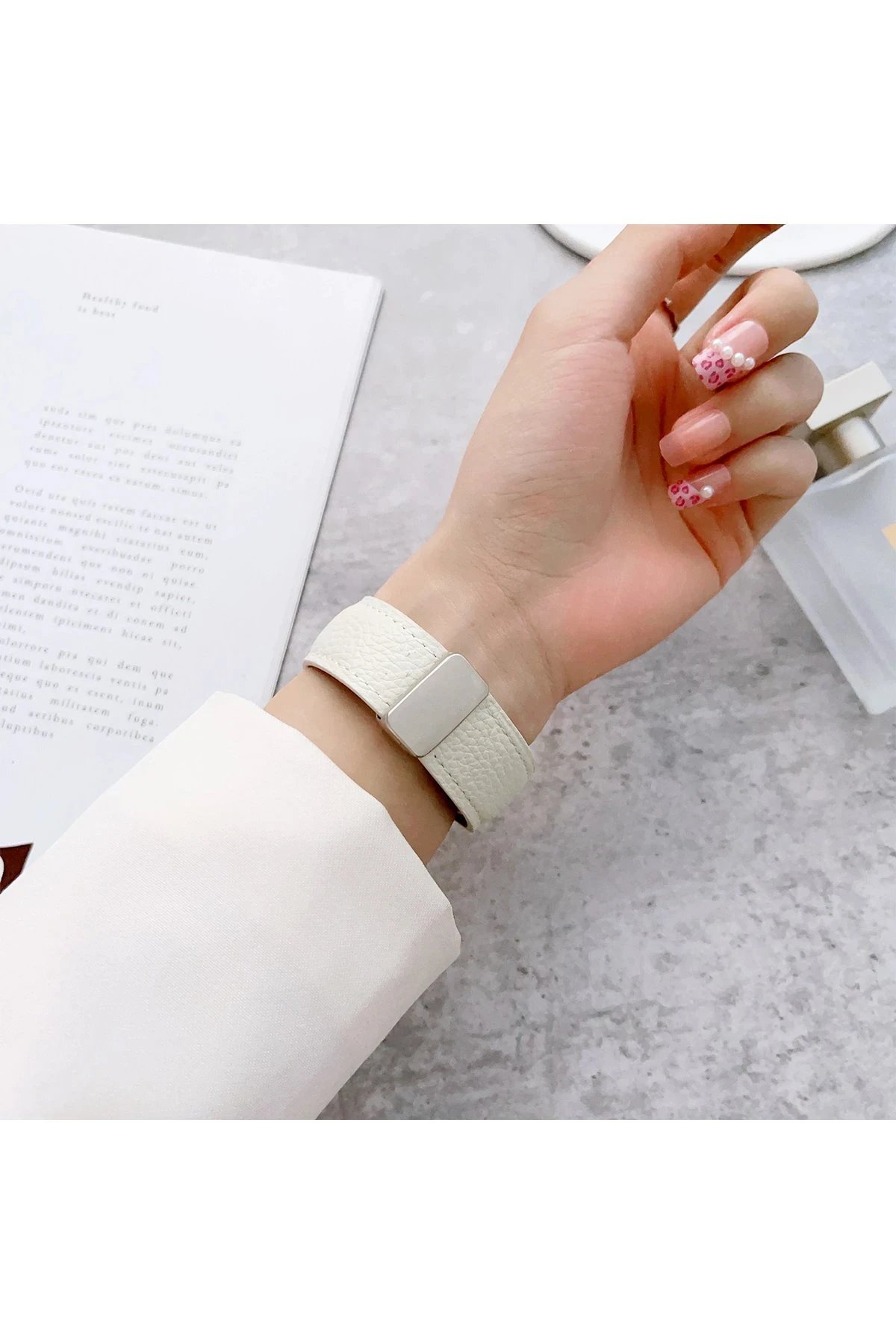 Apple Watch 42mm KR414 Daks Deri Kordon - Koyu Yeşil-(5796) - Görsel 5