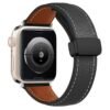 Apple Watch 42mm KR414 Daks Deri Kordon - Siyah-(5796)
