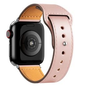 Apple Watch 38mm KR415 Luaz Deri Kordon - Pembe-(5796)