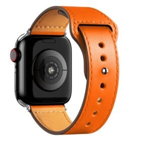 Apple Watch 38mm KR415 Luaz Deri Kordon - Turuncu-(5796)