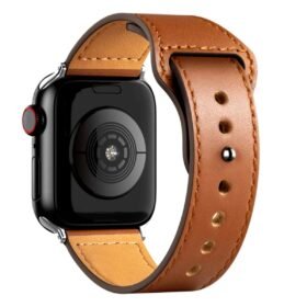 Apple Watch 42mm KR415 Luaz Deri Kordon - Kahverengi-(5796)
