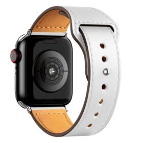 Apple Watch 42mm KR415 Luaz Deri Kordon - Beyaz-(5796)