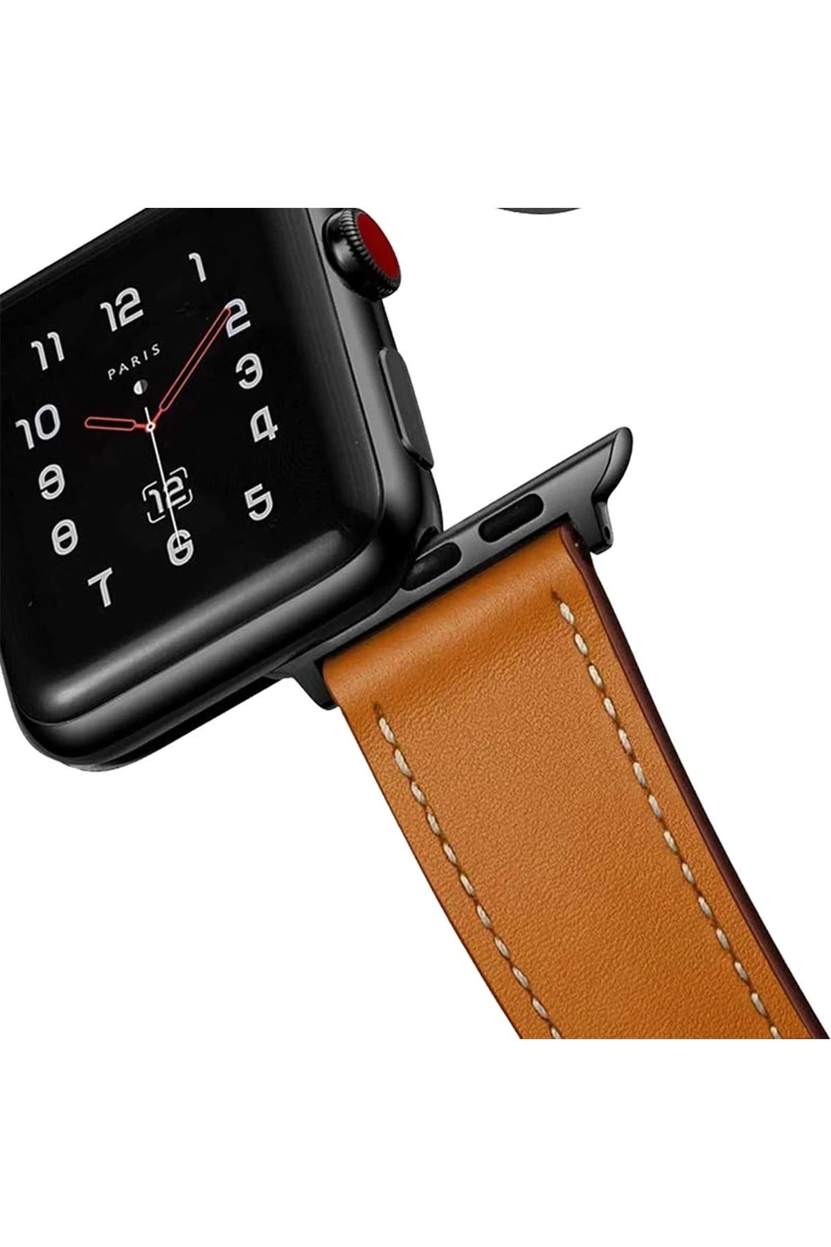 Apple Watch 42mm KR415 Luaz Deri Kordon - Kırmızı-(5796) - Görsel 4