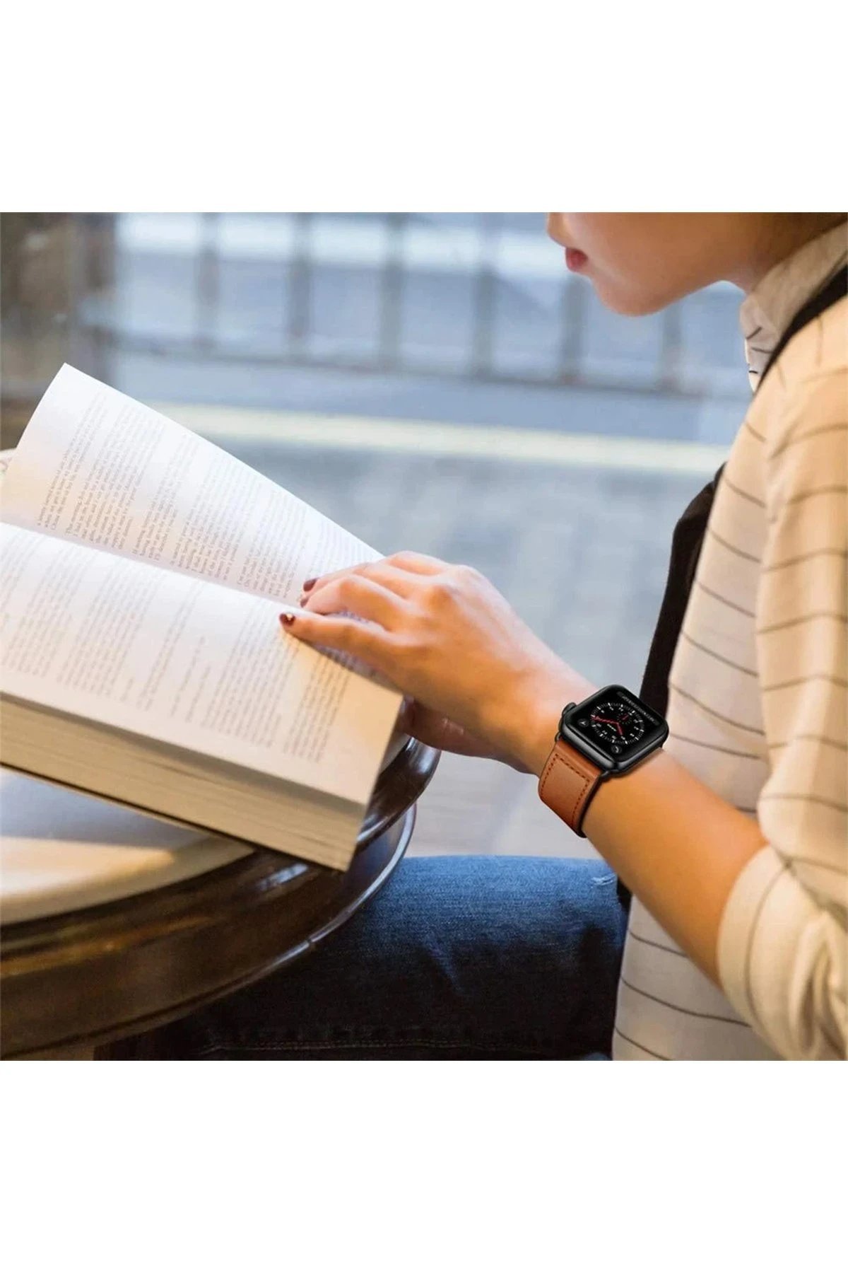 Apple Watch 42mm KR415 Luaz Deri Kordon - Kırmızı-(5796) - Görsel 5