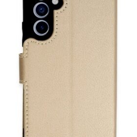 Samsung Galaxy A54 5G Kılıf Trend S Plus Kapaklı Kılıf - Gold-(5796)