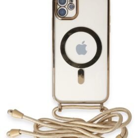 iPhone 11 Kılıf Divo Lazer Askılı Magsafe Kapak - Gold-(5796)