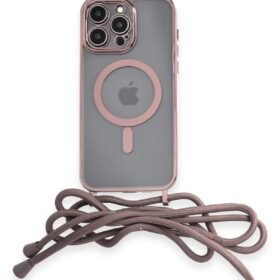 iPhone 12 Pro Kılıf Divo Lazer Askılı Magsafe Kapak - Pembe-(5796)