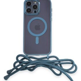iPhone 12 Pro Max Kılıf Divo Lazer Askılı Magsafe Kapak - Sierra Blue-(5796)