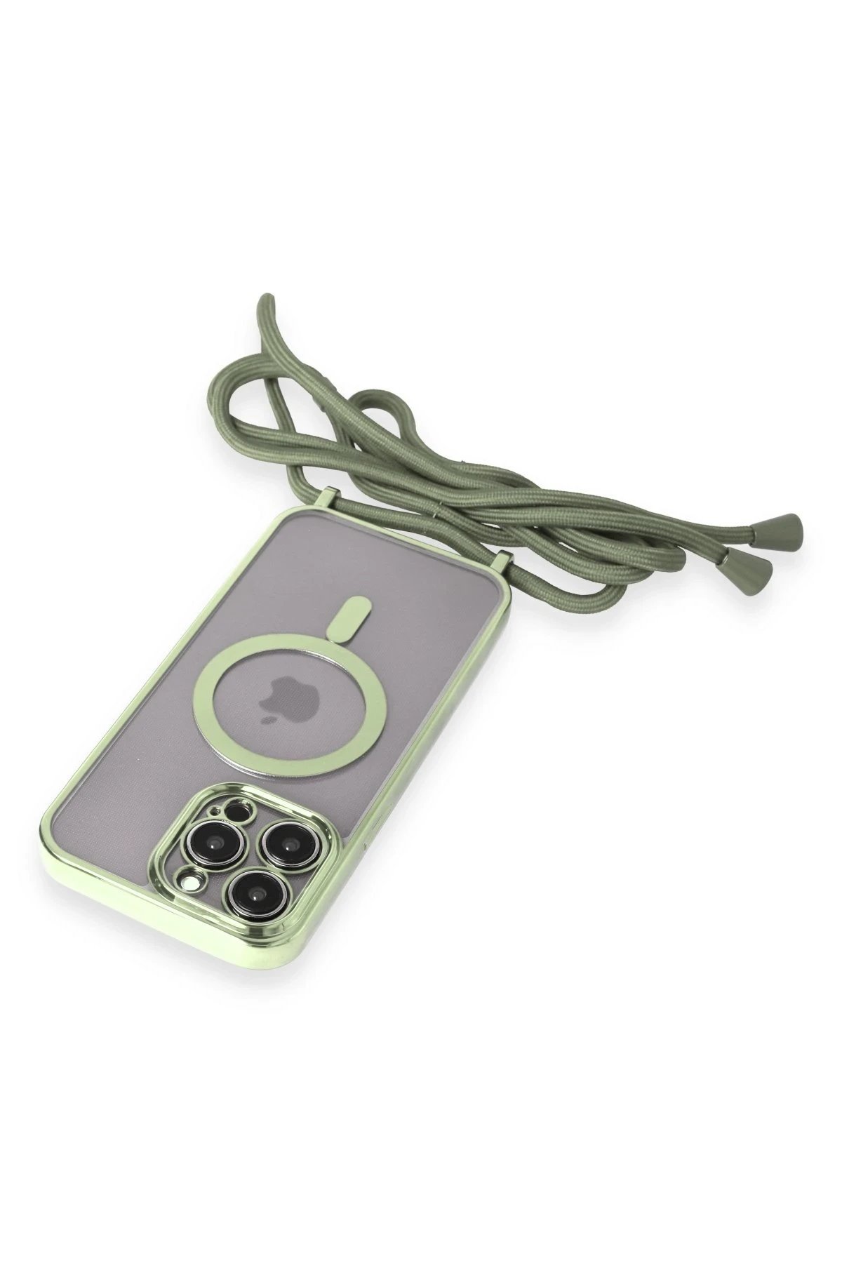 iPhone 13 Pro Max Kılıf Divo Lazer Askılı Magsafe Kapak - Koyu Yeşil-(5796) - Görsel 5