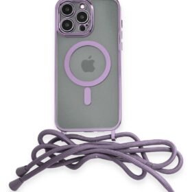 iPhone 13 Pro Max Kılıf Divo Lazer Askılı Magsafe Kapak - Lila-(5796)