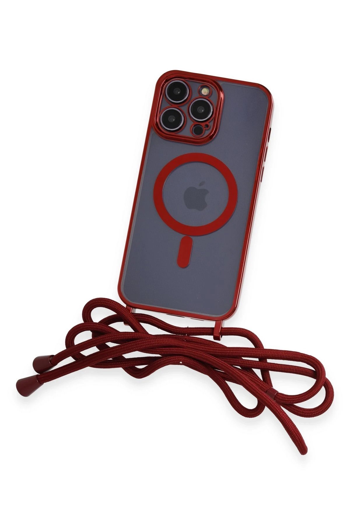 iPhone 13 Pro Max Kılıf Divo Lazer Askılı Magsafe Kapak - Kırmızı-(5796) - Görsel 3