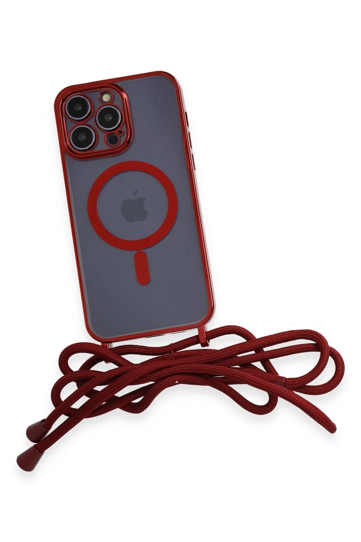iPhone 13 Pro Max Kılıf Divo Lazer Askılı Magsafe Kapak - Kırmızı-(5796) - Görsel 4