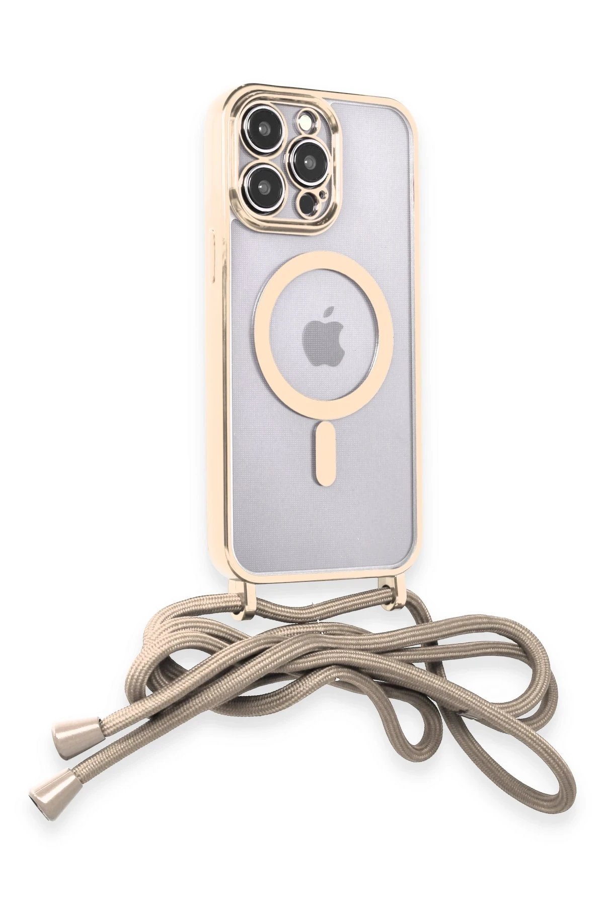 iPhone 14 Pro Kılıf Divo Lazer Askılı Magsafe Kapak - Gold-(5796) - Görsel 2
