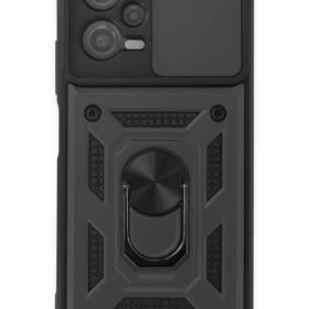 Xiaomi Redmi Note 12 5G Kılıf Pars Lens Yüzüklü Silikon - Siyah-(5796)