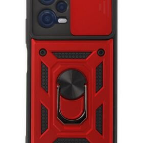Xiaomi Redmi Note 12 5G Kılıf Pars Lens Yüzüklü Silikon - Kırmızı-(5796)
