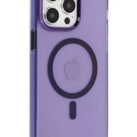 iPhone 14 Pro Max Kılıf Tron Şeffaf Magsafe Kapak - Derin Mor-(5796)
